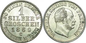 P5941 Germany Preussen Groschen Wilhelm I Hohenzollern 1869 C Silver UNC