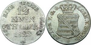 P5950 Germany Saxony Albertine 1/12 Thaler Anton 1829 S Silver