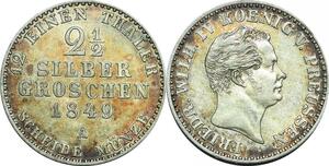 P5956 Germany Prussia 2 1/2 Silber Groschen Fr Wilhelm IV 1849 A Silver UNC
