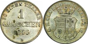 P5959 Germany Oldenburg Groschen Nicolaus Friedrich Peter 1866 B Silver AU