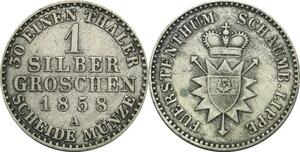 P5961 Germany Schaumburg Lippe Silber Groschen Georg Wilhelm 1858