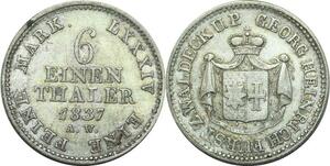 P5988 Germany Waldeck Pyrmont 1/6 Thaler Georg Friedrich Heinrich 1837 AW