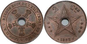 P5994 Rare Congo Belgian 2 Centimes Léopold II 1888 NGC MS64 -&gt; Make offer