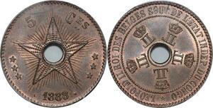 P5995 Rare Congo Belgian 5 Centimes Léopold II 1888 /7 NGC MS65 -&gt; Make offer