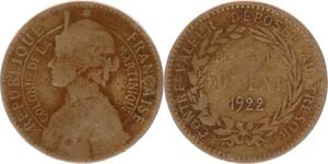 O218 Martinique 50 Centimes Josephine Napoleon wife 1922 -> Make offer
