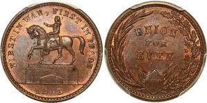 O1078 Scarce USA Token Patriotic Cent 1863 Union for ever PCGS MS64 RB