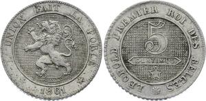 O2001 Belgium Belgique 5 Centimes Léopold I 1861 Superbe ->Make offer