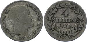 O2050 Denmark 4 Skilling Frederik VII R M 1856 VS Silver ->Make offer
