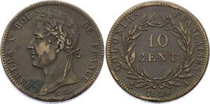 O2160 French Colonies Guadeloupe 10 Centimes Charles X 1828 A Paris