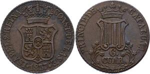 O2252 Spain Barcelona 6 cuartos Isabel II 1837 XF +++ ->Make offer