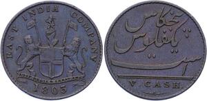 O2490 British India 5 Cash 1803 XF !! ->Make offer