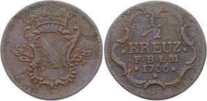 O3091 Baden durlach 1/2 Kreuzer Karl Friedrich 1766 SW ->Make offer