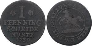 O3160 German States Brunswick Wolfenbuttel Pfennig Karl I 1750 ->Make offer