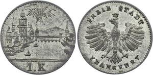 O3200 Frankfurt Am Main Germany 1 Kreuzer 1839-1840 Silver AU ->Make offer