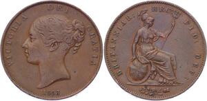 O3210 Great Britain Penny Victoria 1853 Ornamental Trident -&gt;Make offer