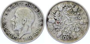 O3230 Great Britain 6 Pence George V 1932 Silver ->Make offer