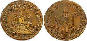 O4002 Rare R2 Jeton Confrairie Marchands Vin Taverniers 1668 ->Make offer