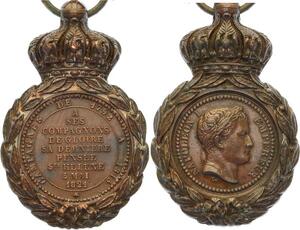 O4444 Rare Medaille Napoléon Saint Hélène Campagnes 1792-1815 ruban 1857