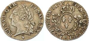 O4590 Rare 1/20 écu Vieille Tête Louis XVI Posthume 1779 A Paris Argent SUP