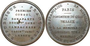 O5613 Rare Medaille Napoleon I Quai desaix Marengo an VIII Baron Desnoyers SPL