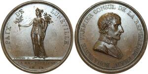 O5629 Rare Medaille Napoléon paix Lunéville An IX 1801 Desnoyers PCGS SP63
