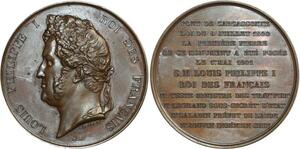 O6011 Médaille Louis-Philippe Barre 1840 Pont Carcassonne Desnoyers SPL