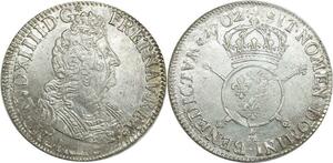 O6131 Rare France 1/2 Ecu Louis XIV aux insignes 1702 A Paris Argent Silver ->M offre