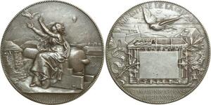 O6491 Rare Médaille Siège Paris 1870 Com. Aeriennes Argent Silver SUP