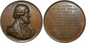 O6590 Rare Médaille Morocco Prise Mogador Essaouira Prince Joinville 1844 SPL