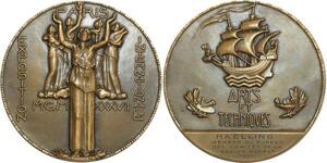 O6600 Rare France Médaille Art Déco Exposition internationale 1937 Haelling Alsace SUP