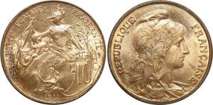 O6610 Rare 10 Centimes Dupuis 1911 FDC Red Luster ! ->Make offer