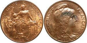 O6620 Rare 10 Centimes Dupuis 1913 FDC Red Luster ! ->Make offer