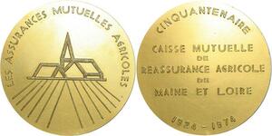 O7210 France Médaille 50 ans Caisse Reassurance Agricole Maine Loire 1924 1974 SUP