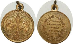 O8150 Médaille Napoléon III Emmanuel Sardaigne Victoire Magenta 1859 SPL