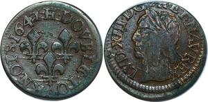 O8531 France Double Tournois P. Warin Louis XIII 1642 H La Rochelle ->Make offer