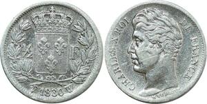 O8930 France Rare 1/2 Franc Charles X 1830 W Lille Argent ->Make offer