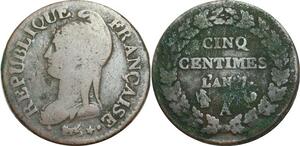 O9230 Directoire 5 Centimes Dupré an 7 A Paris ->Make offer