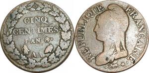 O9280 Directoire 5 Centimes Dupré an 8/5 AA Metz ->Make offer
