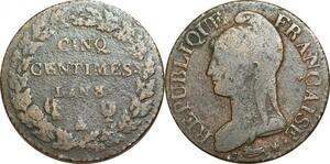 O9370 Directoire 5 Centimes Dupré an 8/7 A Paris ->Make offer