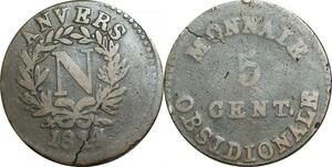 O9410 5 Centimes Anvers 1814 N Frappe Arnesal Marine ->Make offer