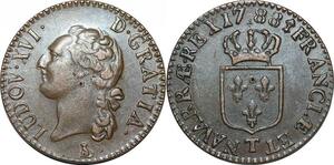 O9600 France 1/2 Sol Louis XVI 1788 T Nantes Superbe ->Make offer