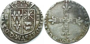 O9630 Rare France 1/4 Ecu Henri III Bearn Moorlaas Flan très court ->Make offer