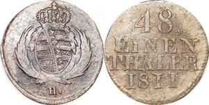 O9910 Germany Saxony Albertine 1/48 Thaler Friedrich August I/III 1811/01