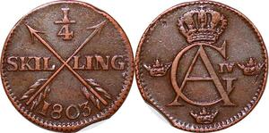 O9940 Sweden 1/4 Skilling Gustav IV Adolf Avesta mint 1803 -> Make offer