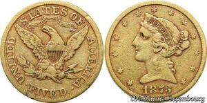 S389 Rare United States 5 Dollars Liberty 1873 Or Gold -> Make offer