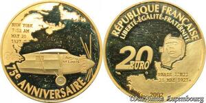 S391 United States 20 euros Lindbergh Paris New York St Louis 1927 2002 Or Gold Proof