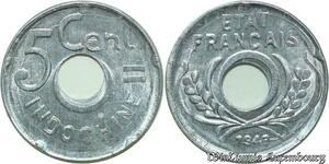 S599 French Indochina 5 Cents Etat Francais 1943 SPL -> Faire Offre