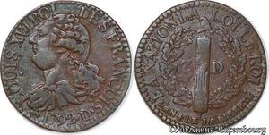 S717 France Deniers Constitution 1791-1792 An 4 D Lyon François SUP
