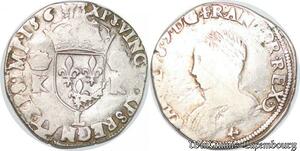 S4147 Rare Fauté ! France Teston Charles IX 15633 L Bayonne Silver Date 5 Chiffres