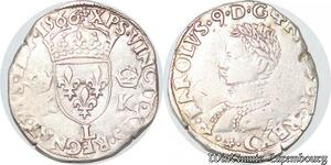 S4148 Rare France Teston Charles IX 1566 L Bayonne Argent Silver - Faire Offre